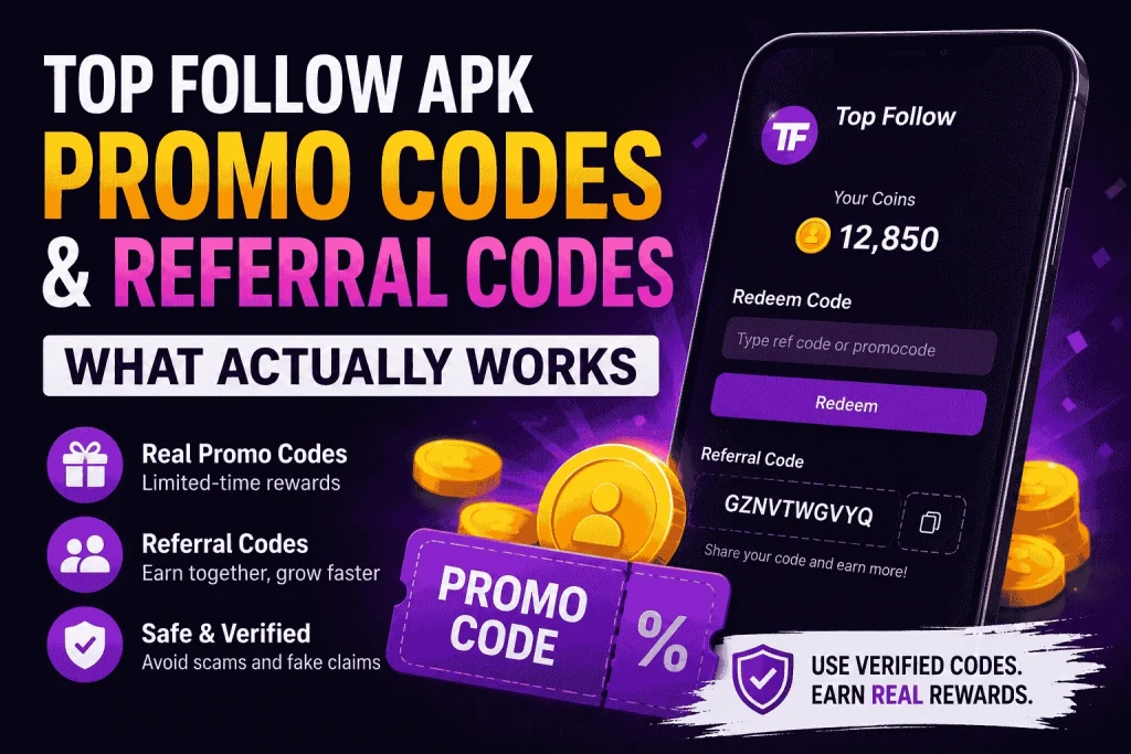Top Follow APK Promo Codes and Referral Codes 